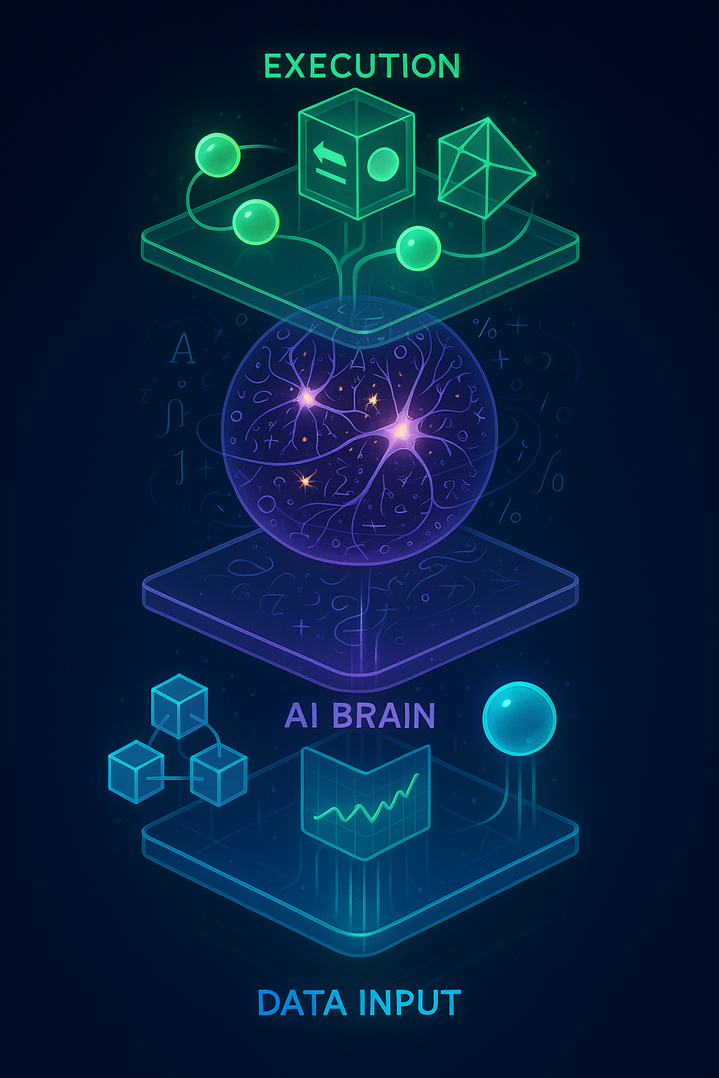 AI agent blockchain architecture showing three-layer system diagram