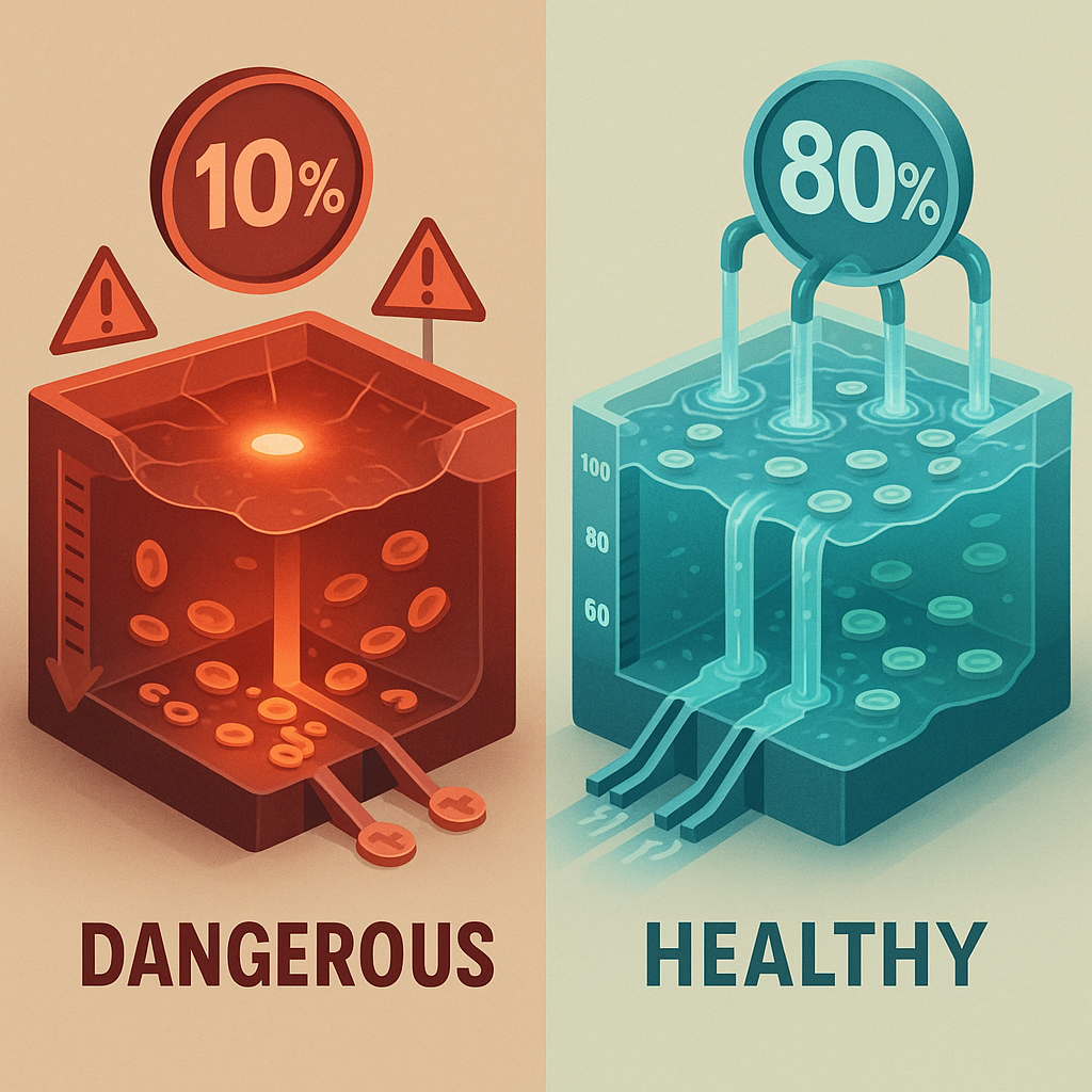 DeFi liquidity pool depth visualization comparing healthy vs dangerous pools
