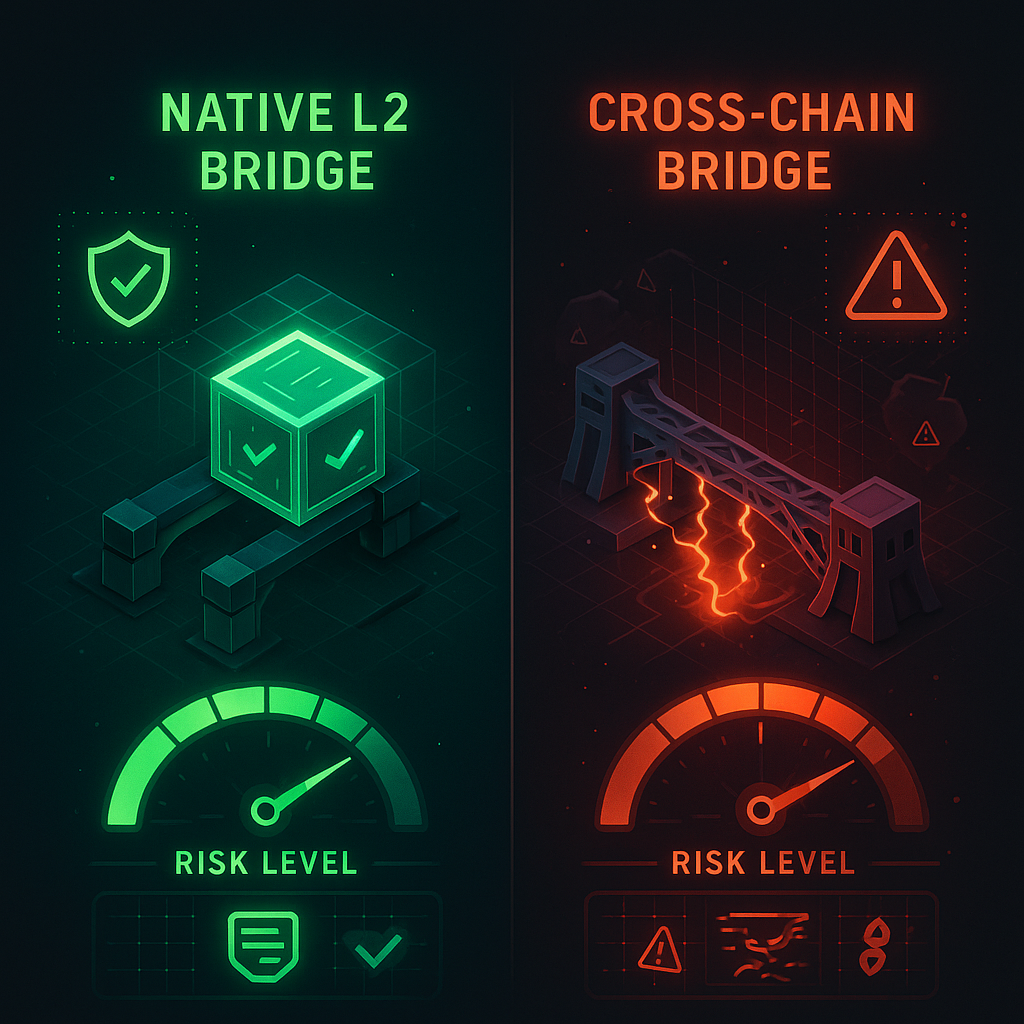 Layer 2 native bridge vs cross-chain bridge security risk comparison