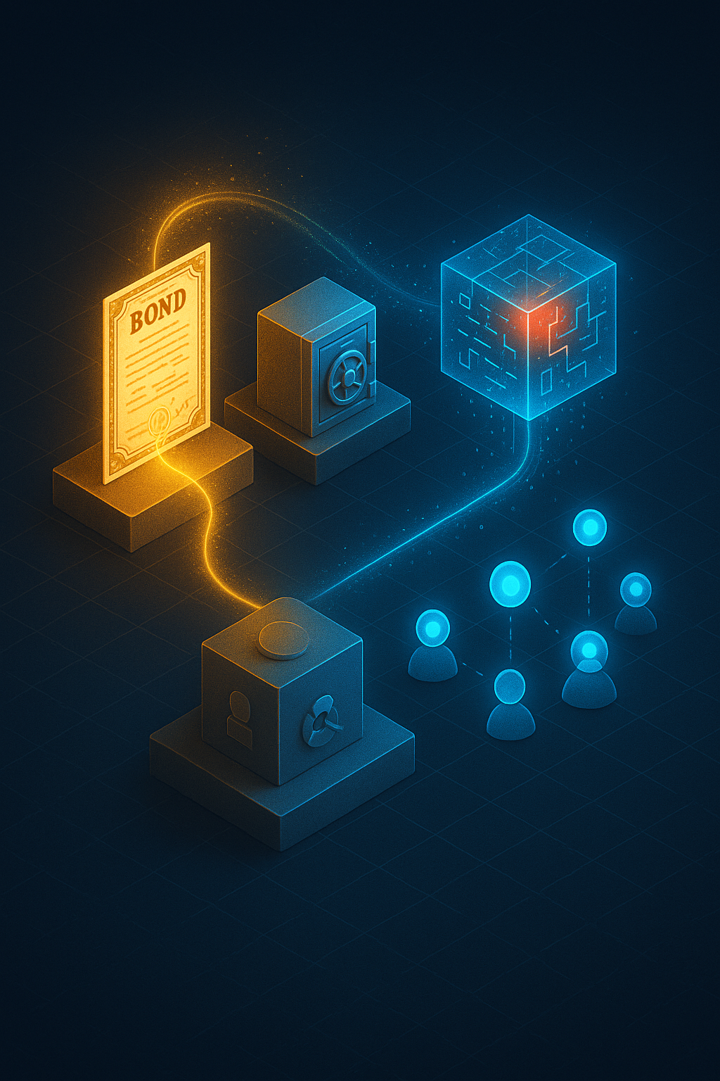 Treasury bond tokenization process on blockchain flow diagram